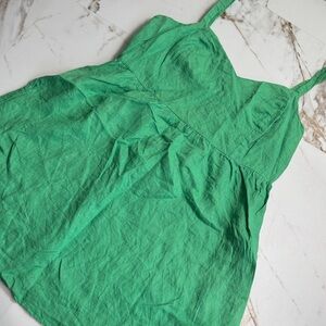 Cynthia Rowley Linen Dress Sz L Green Trendy Natural Beachy Summer